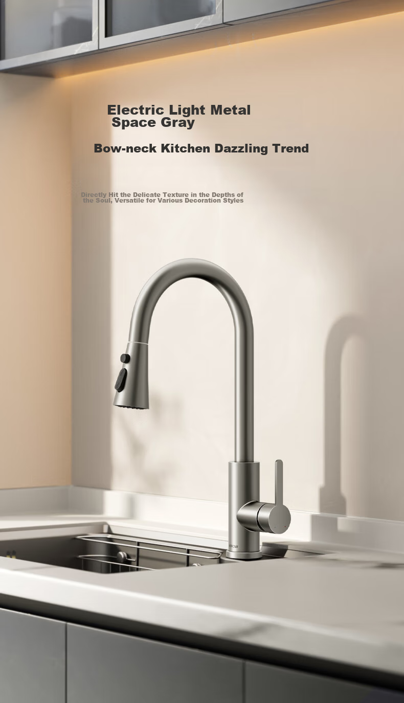 ARROW Space Gray Kitchen Faucet, Hot And Cold Pull-Out Faucet, Kitchen Tap AE45134MGGP 4