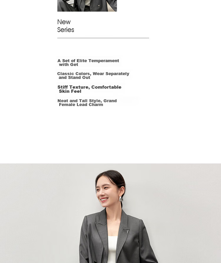 Sentubila Professional Interview Suit Set for Women, Spring And Autumn Style, Formal Wear, High-End Small Suit Outfit, Complete Set, Gray, S 3
