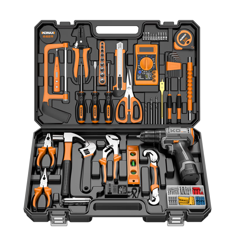 KOMAX Household Electric Drill Tool Set Multifunctional Drill Toolbox Complete Electrician Carpenter Car Repair Screwdriver Kit