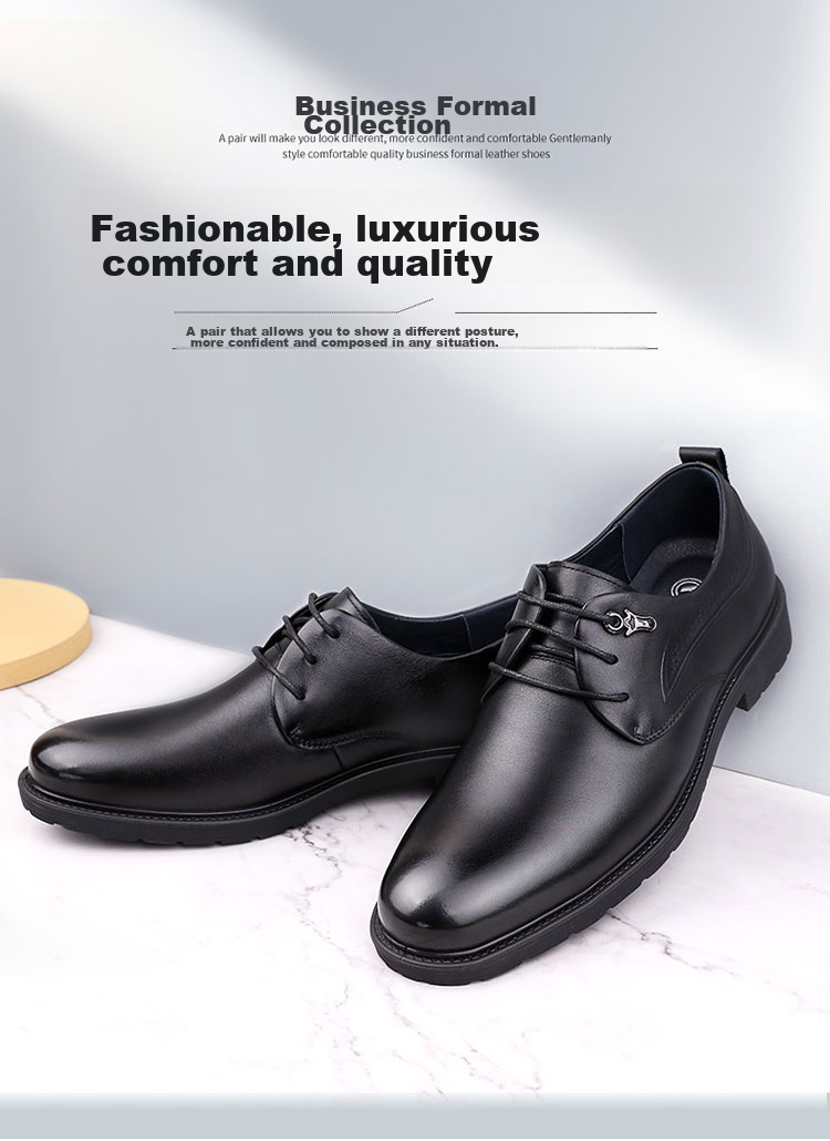 Qiangren Formal Shoes for Men, High-Quality Top-Grain Leather, Business Dress Shoes, Breathable Simple Derby Shoes, 73049 Lace-Up Style, Size 40 1