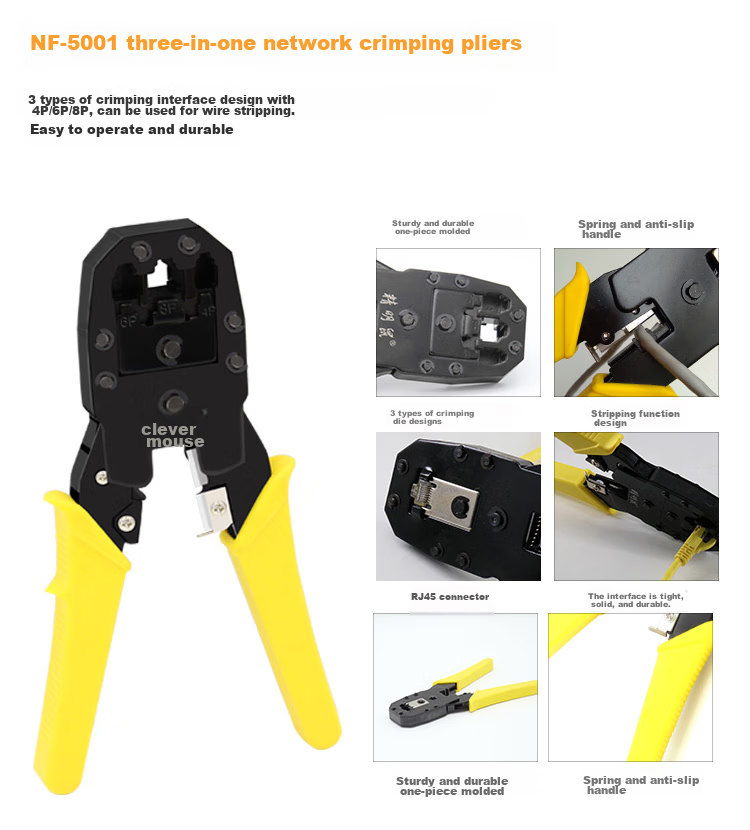 Jingmingshu NF-1206 Network Tool Kit, Network Cable Crimper, Cable Tester, Wire Stripper, RJ45 Connectors, Network Tools, Network Tool Set 10