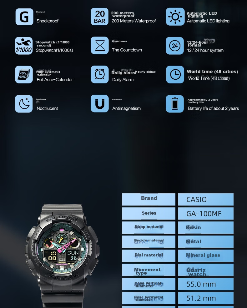 Casio Men's Watch, G-SHOCK Neon Future Sports Student Japanese Korean Style, Gift for Boyfriend, GA-110MF 10