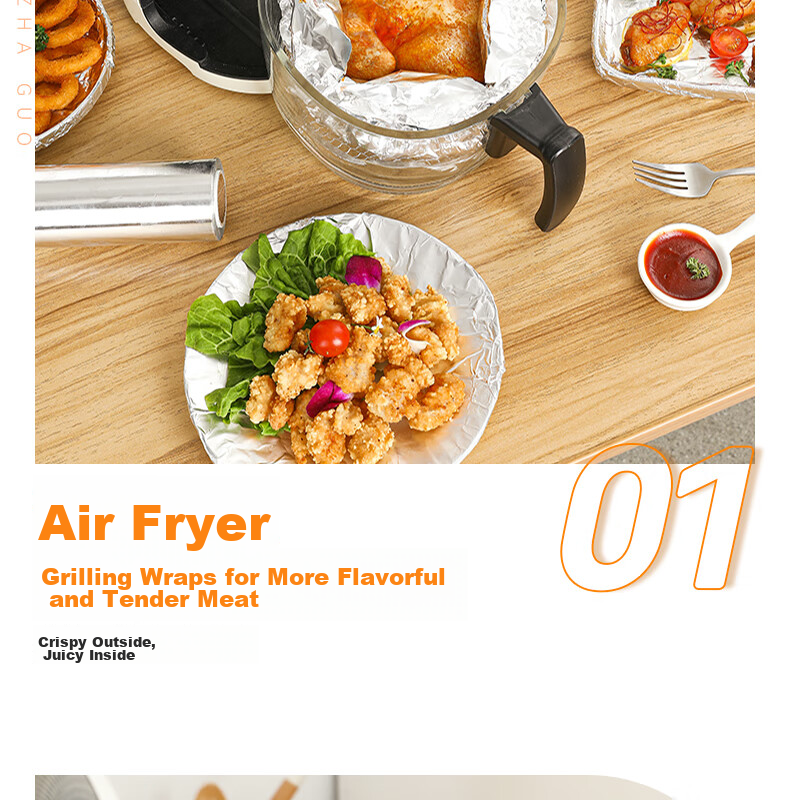 Kaulus Aluminum Foil for Air Fryer, 40 Meters Wide * 30 Cm Thick, Oven Baking And Barbecue Specialized, Oil-Proof, Thickened Aluminum Foil 4