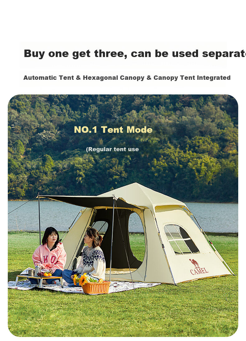 CAMEL Outdoor Camping Tent And Canopy Two-In Portable Sun Protection Thickened Black Gel Camping Tent 173BA6B112 5