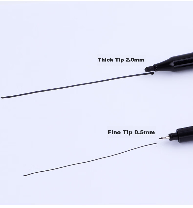 BAOKE MP2906 Double-Ended Water-Based Fine Liner Pen for Art Drawing, Black, 12 Pens/Box 4