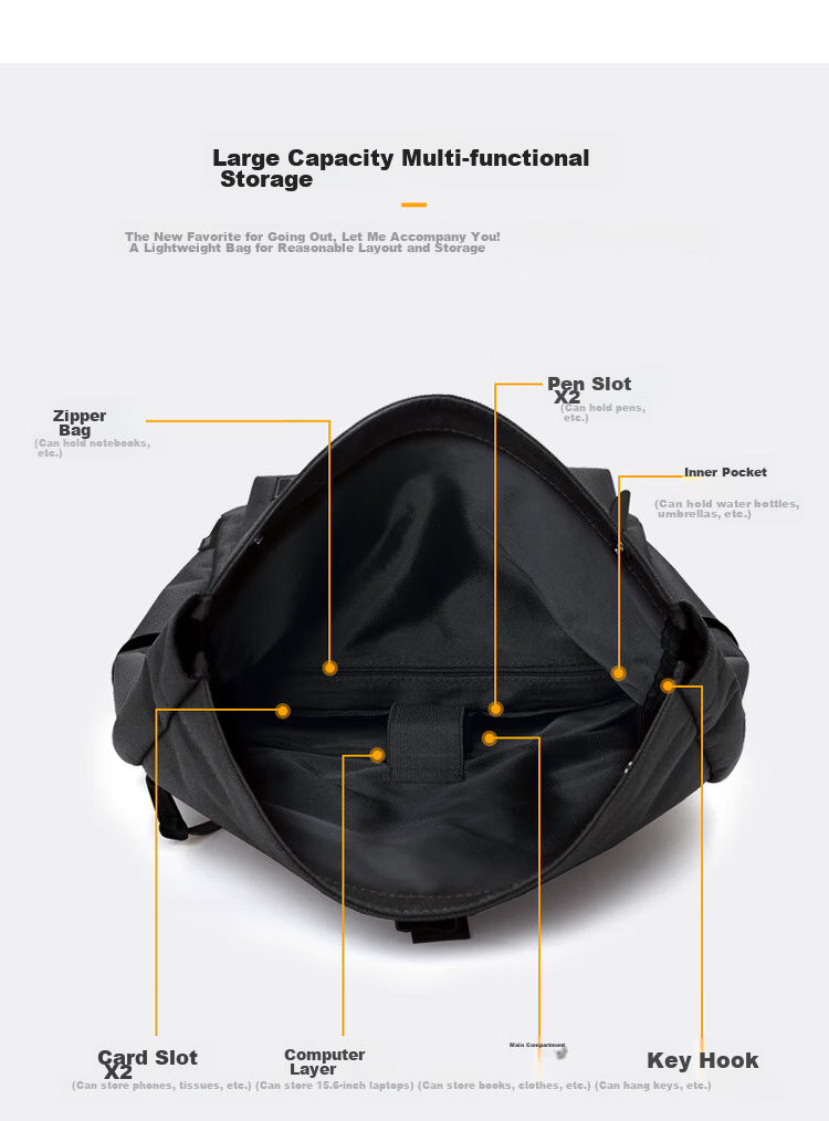 V.NINE Backpack, Large Capacity Travel Bag for Men And Women, 14/15 Inch Laptop Bag, Student Bookbag, Couple's Backpack 10