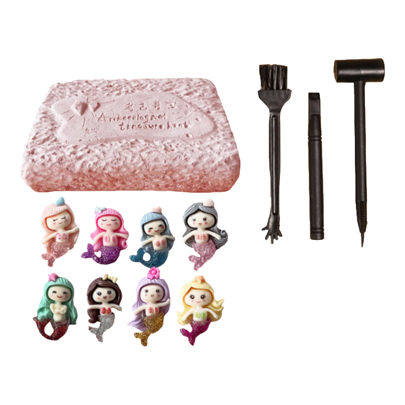 Martin Brother Archaeological Excavation Toy, Children's Mermaid Treasure Hunt, Fossil Blind Box, Gemstone Digging, Plaster Toys, Gift for Girls