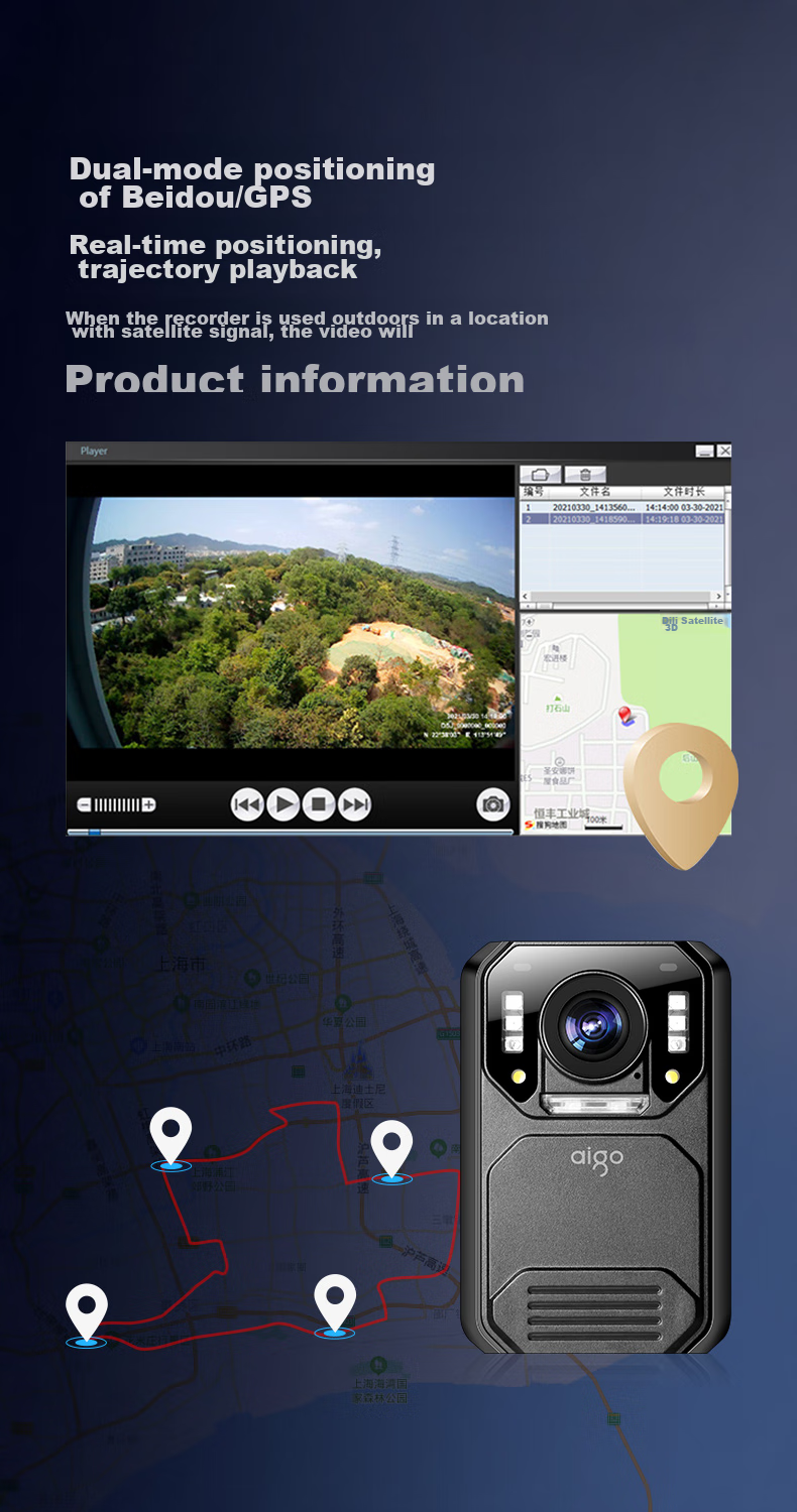 Aigo Body-Worn Camera, Explosion-Proof, High-Definition Night Vision, Audio And Video Recording, Beidou Positioning, Chest-Mounted, Portable, T7, 128GB 3