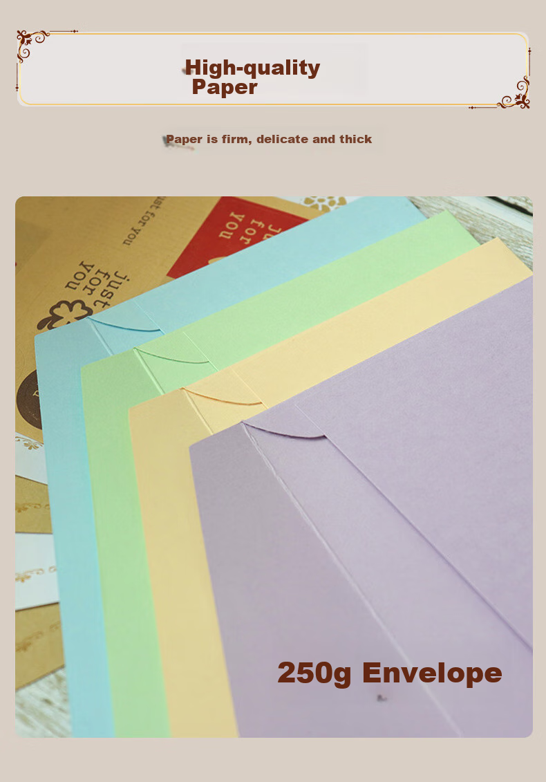 Befon Colorful Envelope And Letter Set, Teacher's Day European Vintage Gold-Stamped Love Letter Exquisite Birthday Card Thickened Postcard Gift for Teachers, 33-Piece Set 0709 7