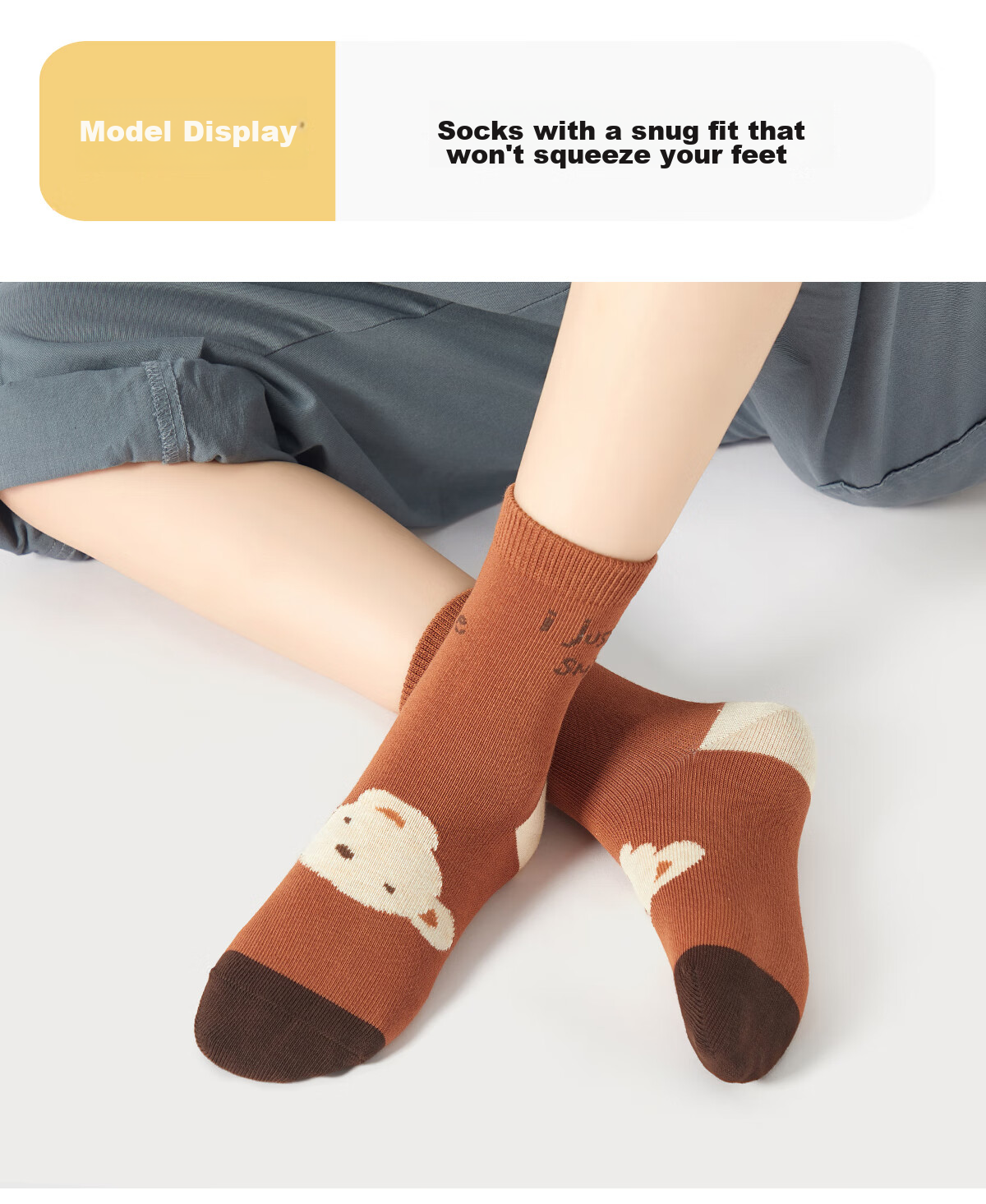 Banbi Children's Socks, Autumn And Winter Girls' Student Big Kids Spring And Autumn Seamless Mid-Calf Cotton Socks BB2455, Size 20-22 5