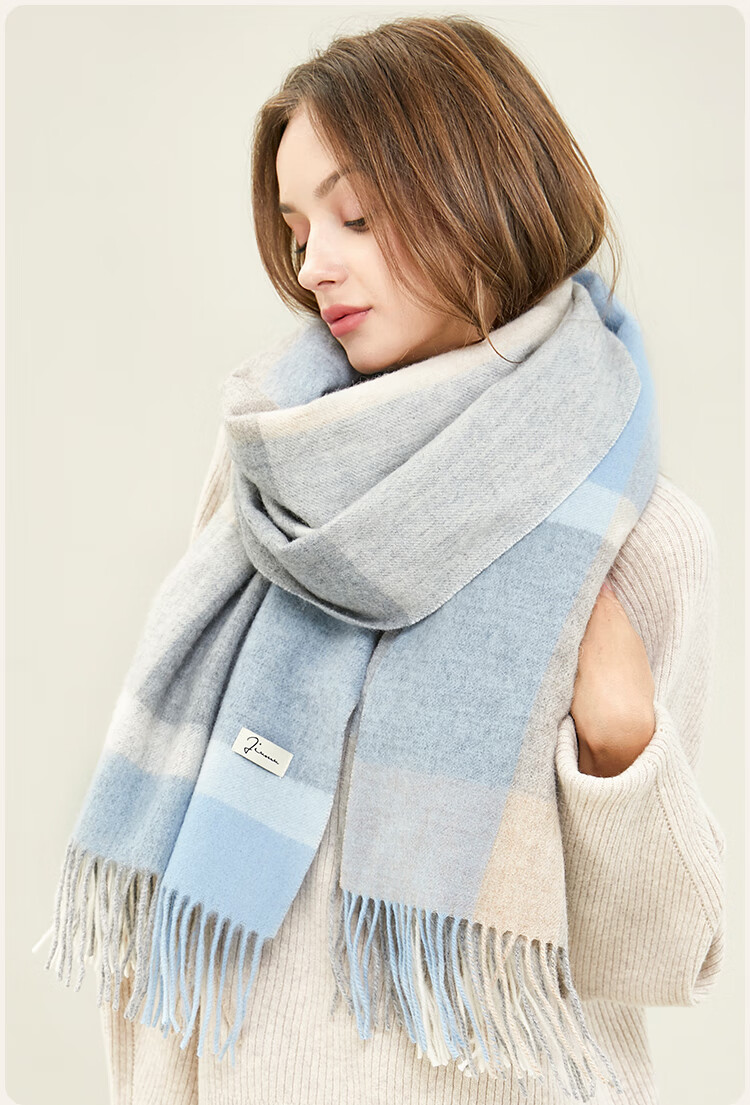JIUMU Pure Wool Scarf for Women Autumn Winter Warm Shawl Large Wrap Gift Box New Year Birthday Present for Girls 14