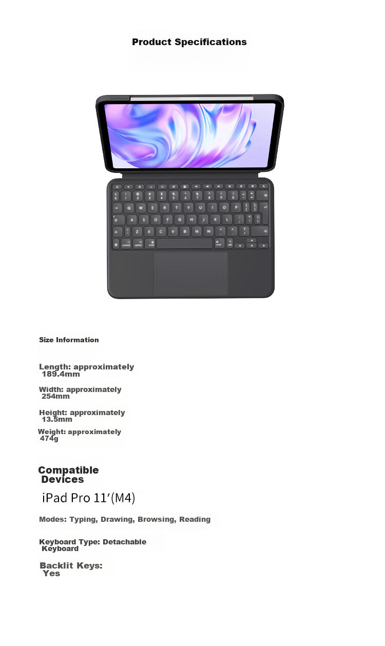 Logitech Combo Touch Tablet Keyboard Case for IPad Pro 11-Inch (M4), Graphite Black 14
