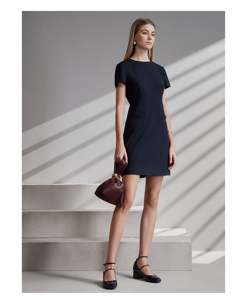G2000 Comfortable Skin-Friendly/Mall-Matching Women's Spring And Summer Business Commute Short-Sleeve Dress, Black, M/36 6