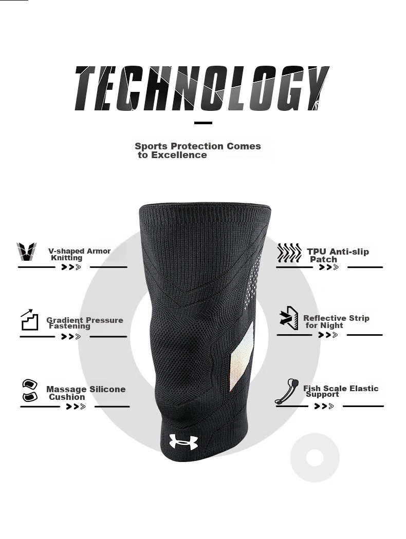Under Armour Knee Brace for Sports, Running, Warmth, Arthritis, Meniscus, Medical-Grade, Basketball, Badminton, Black, Size M 2
