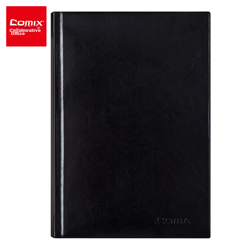COMIX Notebook/journal, 25K/146 Sheets High-End Business Leather Cover, A5 Meeting Record Book, Thickened Classic Diary, Office Supplies, C5803 Black