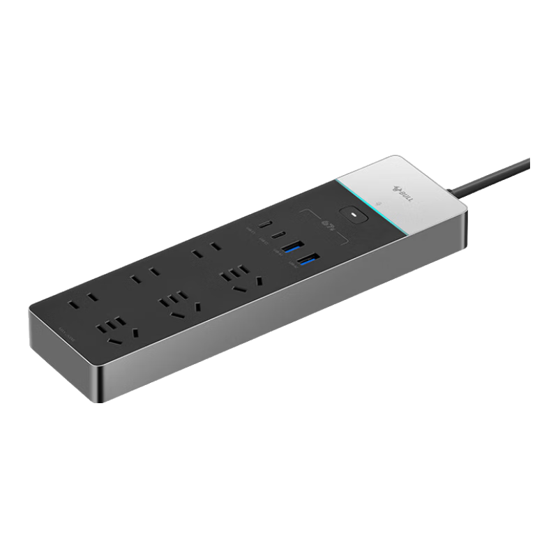 BULL 67W PD Apple GaN Fast Charging USB Socket, Surge Protection, Overload Protection Power Strip, 3C Certified, 2C2A + 6 Outlets, Total Length 1.8 Meters