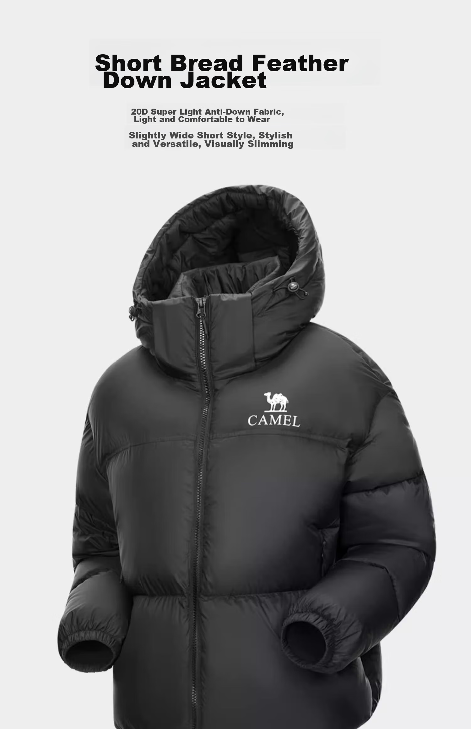 CAMEL [Black Diamond Series] Women's Short Outdoor down Jacket, Ladies' Thickened Warm Hooded Puffer down Coat 5