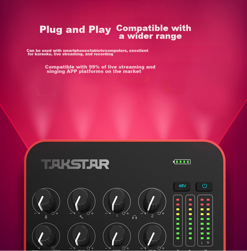 TAKSTAR MX1 PRO Third Generation Mobile Live Streaming Karaoke Sound Card Portable Outdoor Live Streaming Equipment Set 14