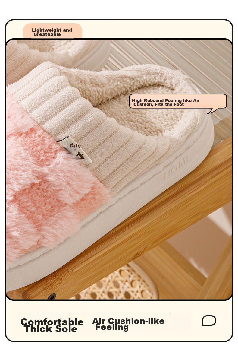Taxiang Cotton Slippers for Women, Winter Indoor Warm Fleece-Lined Couple's Cotton Slippers for Men TR110 9
