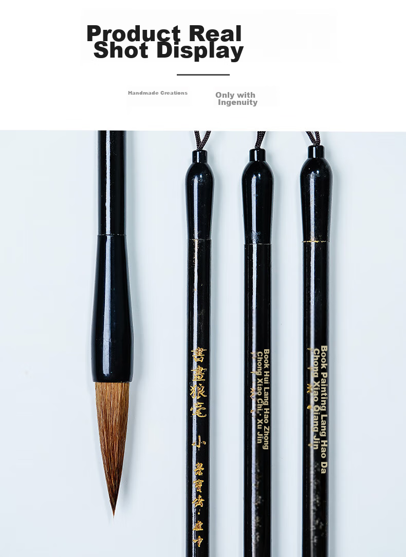 Rongbaozhai Wolf Hair Brush Set Soft Brushes for Calligraphy Practice in Large, Medium, And Small Regular Script. Four Treasures of The Study for Calligraphy And Chinese Painting. Copybooks for Adults, Beginners, Students. Wolf Hair Calligraphy And Painting Brushes 8
