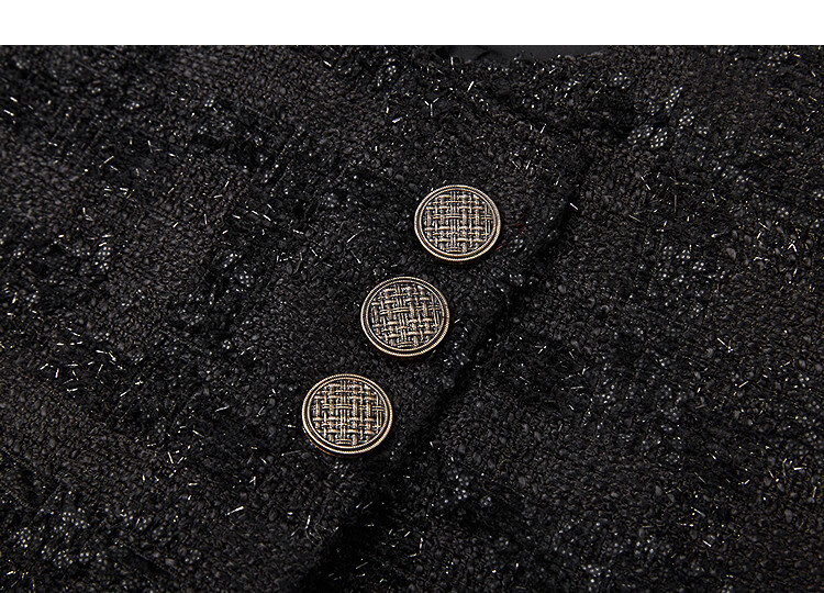 Demana Intelligent Little Black Dress Winter Simple Round Neck Shiny Sleeveless Pleated Decorative Button A-Line Women's Vest Dress 3