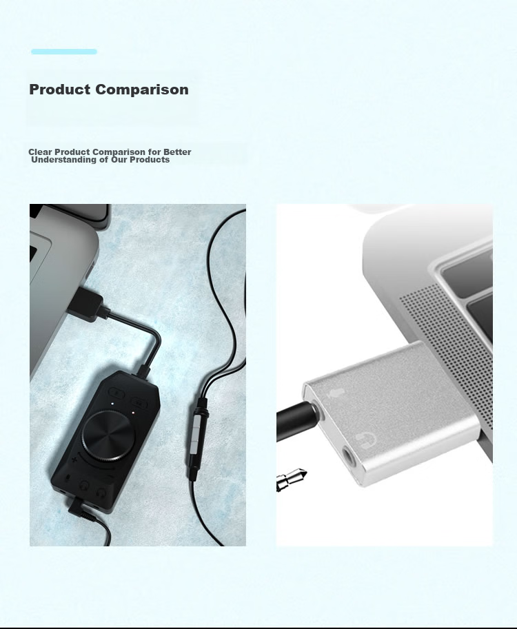 MOGE USB External 7.1 Sound Card, Plug-And for Desktop And Laptop, Independent Gaming Headset Converter, Wired Microphone, USB External Sound Card Converter MC2202 5