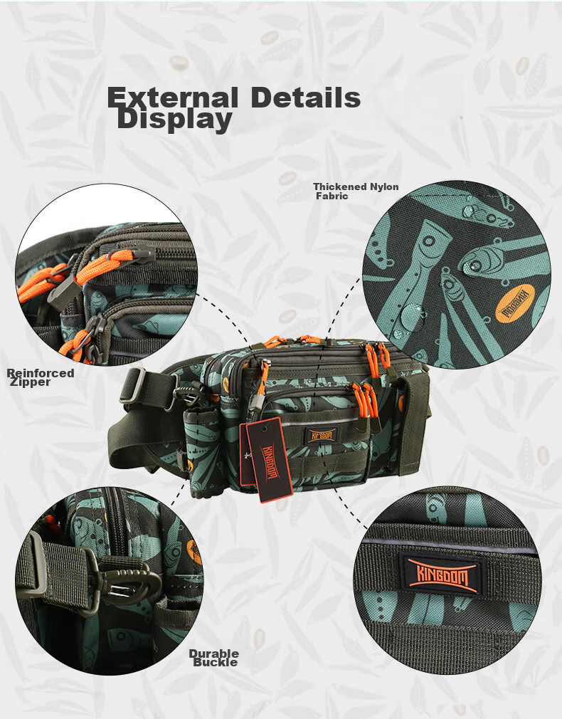 Guowangluya Lure Bag, Multifunctional Waist Pack, Crossbody Shoulder Bag, Fishing Backpack, Durable Tackle Bag, Black 3