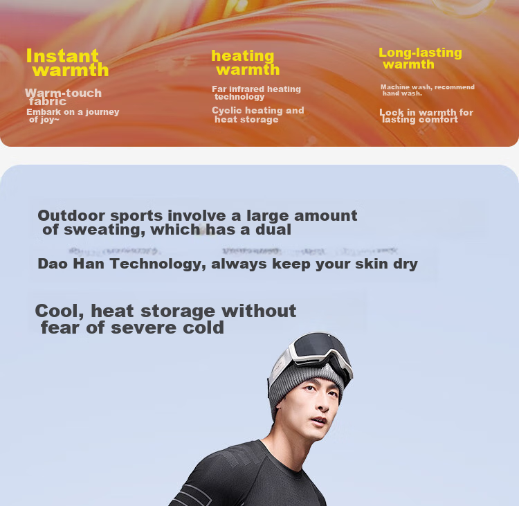 JD Original Yuxue 300 Compression Quick-Dry Thermal Underwear for Men, Warm Base Layer for Skiing, Mountaineering, And Outdoor Sports, Dark Gray M 15