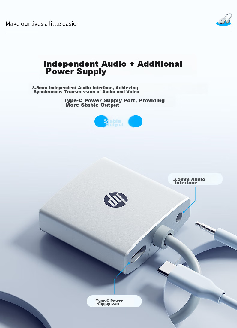 HP HDMI to VGA Converter with Audio And Power Supply, High-Definition Video Adapter, for Desktop Computers, TV Boxes, Handheld Games, PS5, Connecting to Monitors And Projectors for Large Screens 9