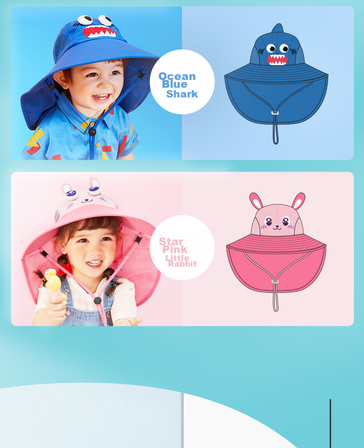 Lemonkid Children's Sun Protection Hat, Summer Baby UV Protection Sun Hat, Boys' Sun Hat, Girls' Parent-Child Fisherman Hat 5