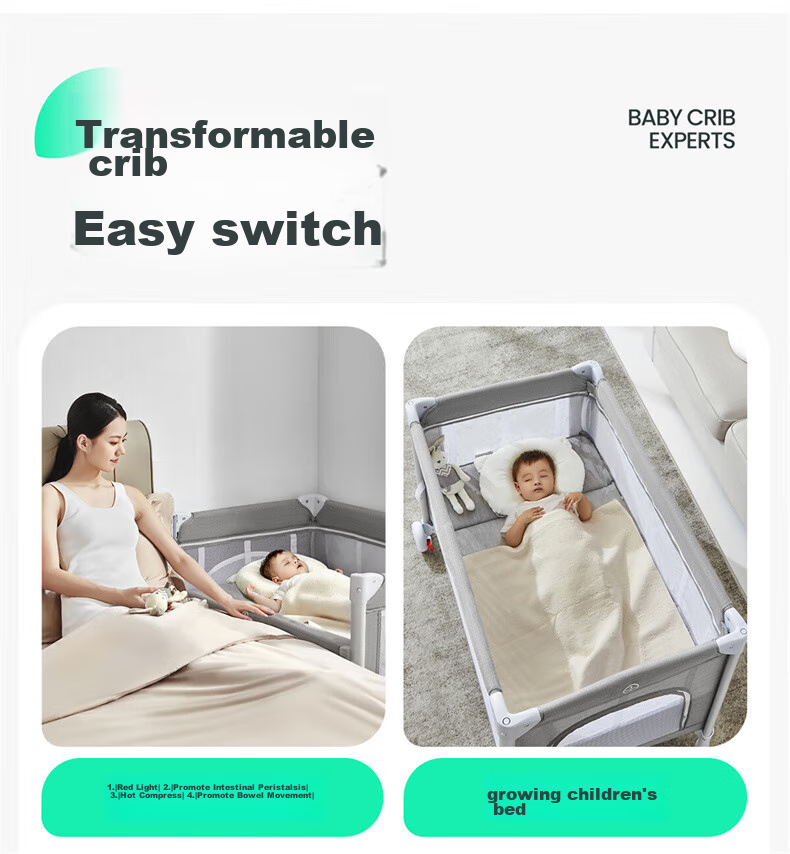 Leyunbaby Multifunctional Foldable Baby Crib, Portable Changing Table, Mobile Baby Soothing Station, Full Moon Gift 17