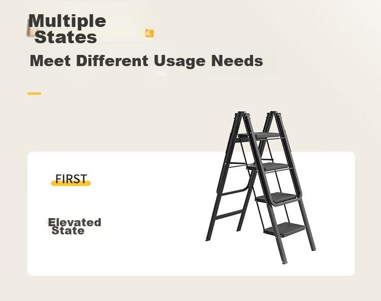 DU PONT Ladder, Household Clothes Drying Rack, Dual-Purpose Multifunctional Folding A-Frame Ladder, Widened Clothesline, No Installation Required [Yao Black], 5 Steps 6
