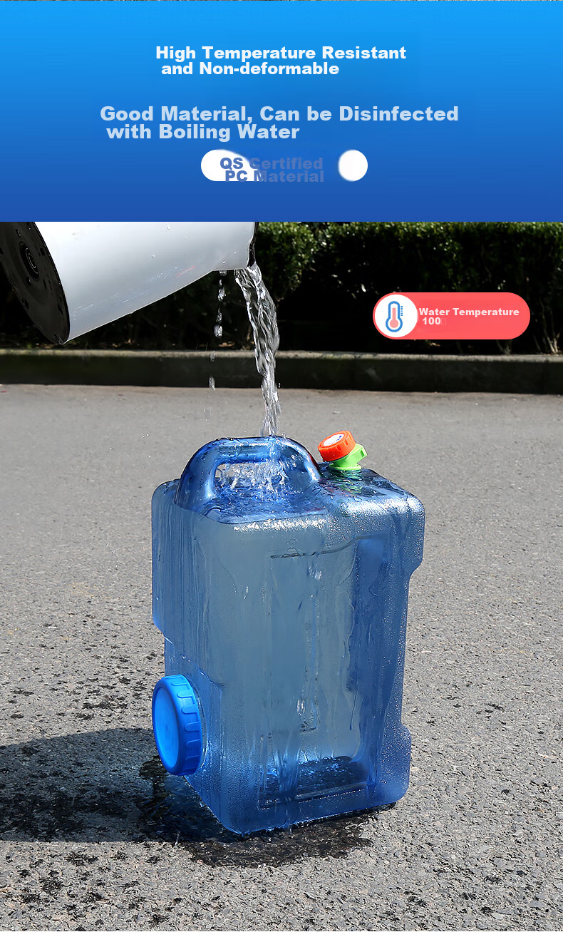 Geshu Outdoor Water Bucket, Food-Grade Storage Bucket, Camping Pure Water Container, Portable Car Water Tank with Tap, 25L, Army Gree 16