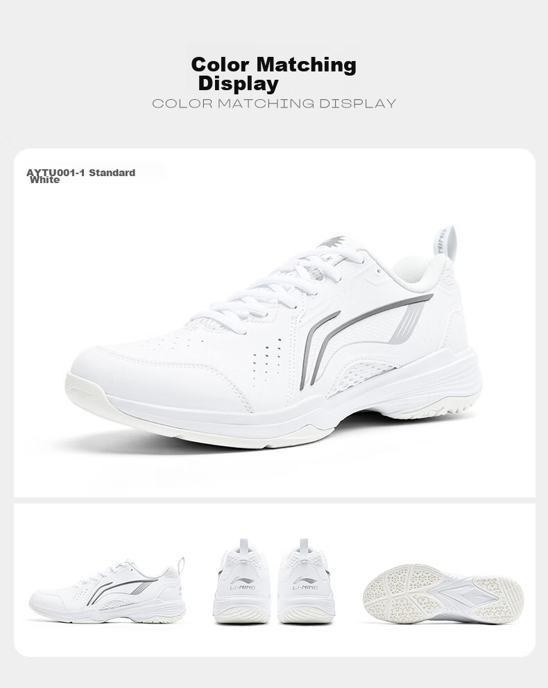 Li-Ning Badminton Shoes All-Round King V2.0 Unisex Shock-Absorbing Non-Slip Training Sports Shoes, Standard White/purple, Size 36 15