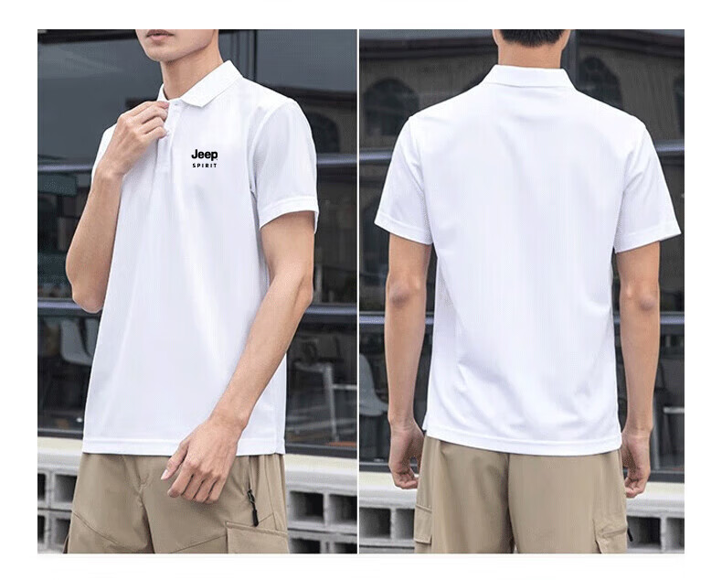JEEP SPIRIT Short-Sleeve T-Shirt for Men, Breathable Summer Polo Shirt with Collar, Quick-Dry Ice Silk Casual Sports Top, Gray 4XL 6