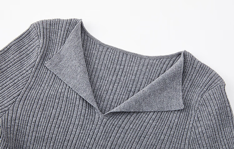 Dme [French Workplace OOTD] Summer Cloud-Feel Lightweight Lapel Sweater, Simple Style Long-Sleeve Knit Top for Wome 9