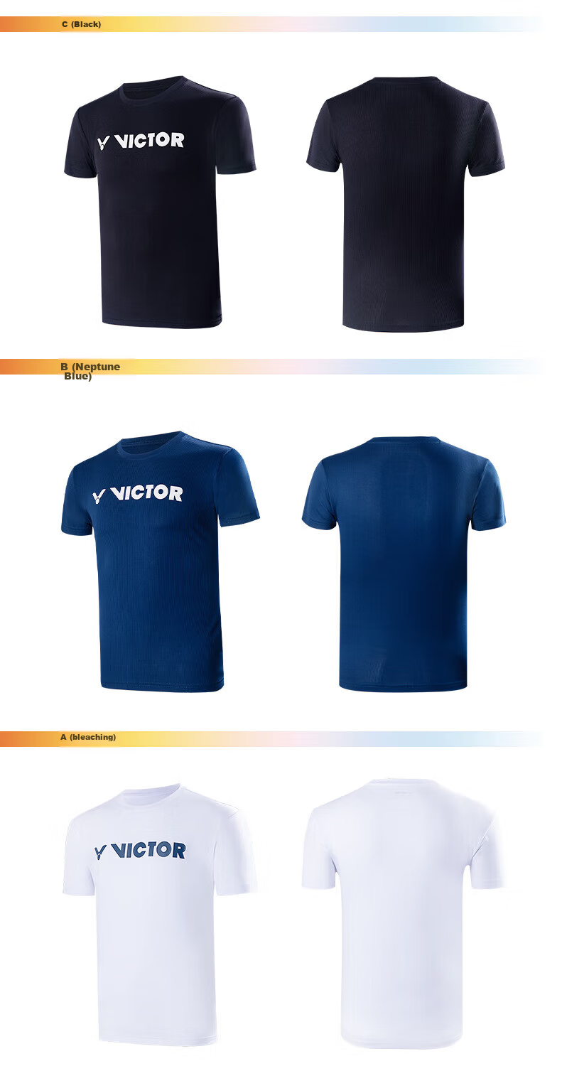 VICTOR Badminton Shirt for Men, Training Wear, Quick-Dry Breathable T-Shirt T-40050, Bleached, O 8