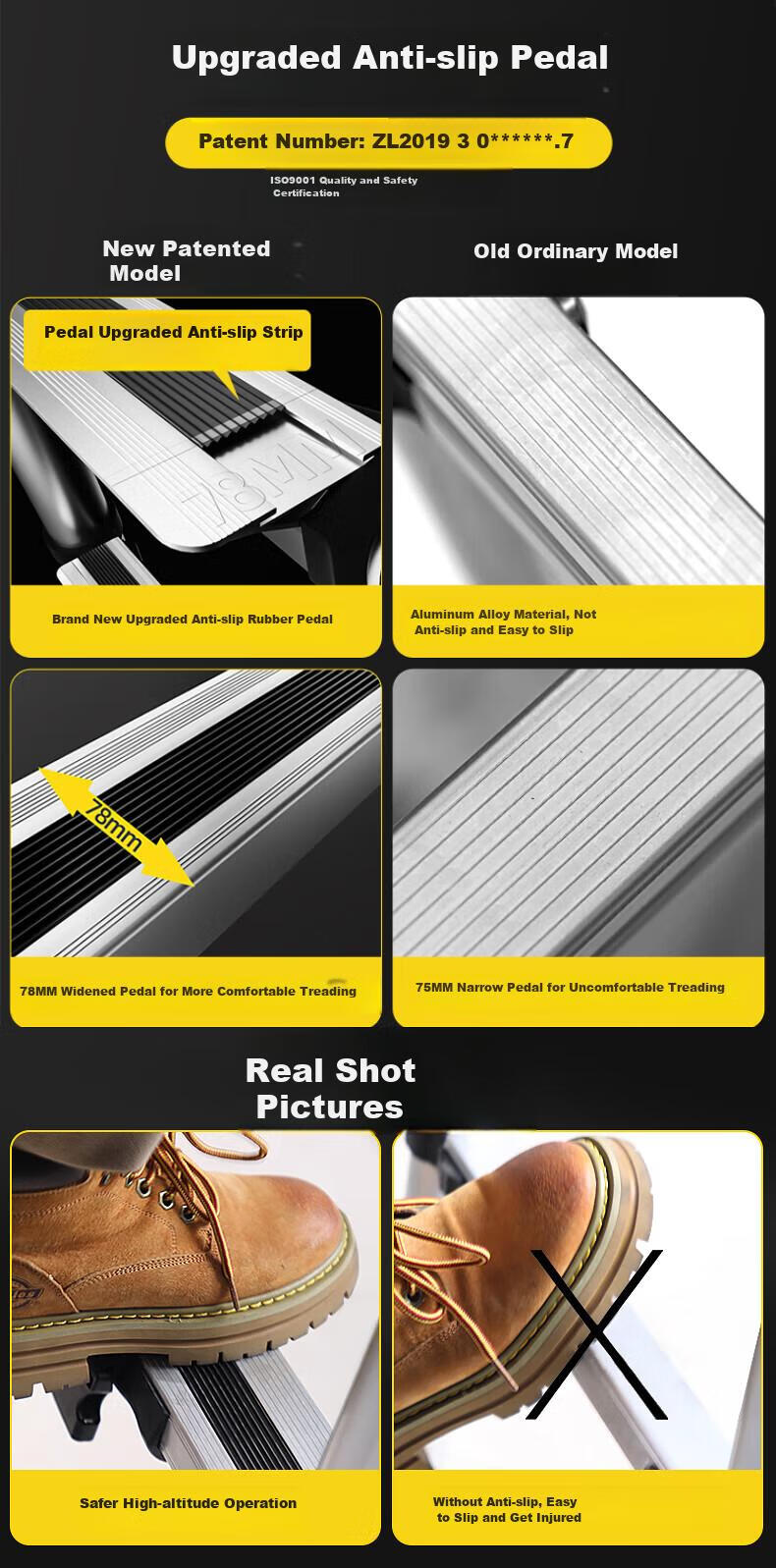 Midoli Telescopic Ladder, Household A-Frame Ladder, Aluminum Alloy Thickened Folding Ladder, Telescopic Engineering Ladder, A-Frame Ladder, 4.65 Meters 3
