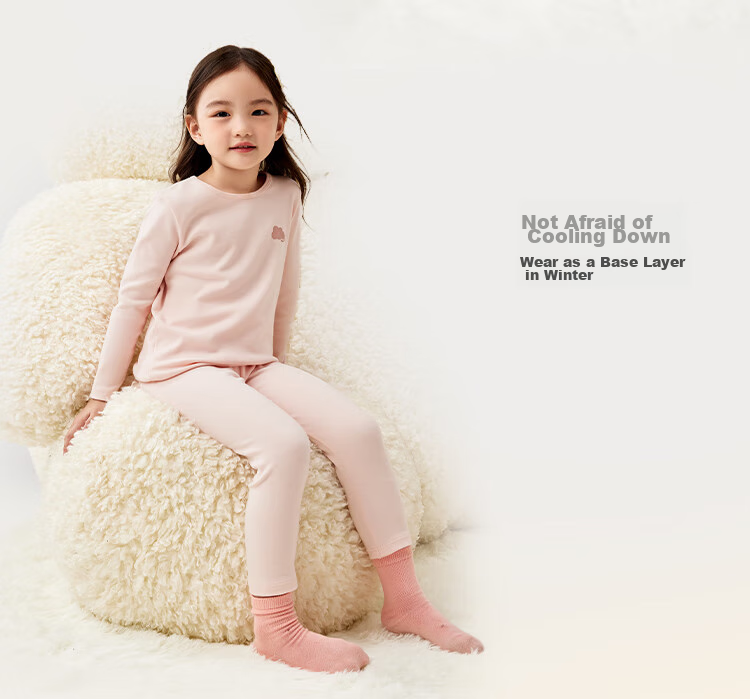 BALABALA Girls' Autumn And Winter Thermal Underwear Set, Thick Warm Base Layer Sleepwear for Children And Toddlers, 208424169001 9