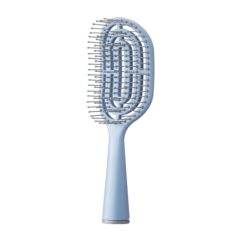 MINISO Mini Portable Stand Bone Comb Styling Comb Airbag Hair Comb Gift for Women Dark Gray Blue + Cleaning Brush