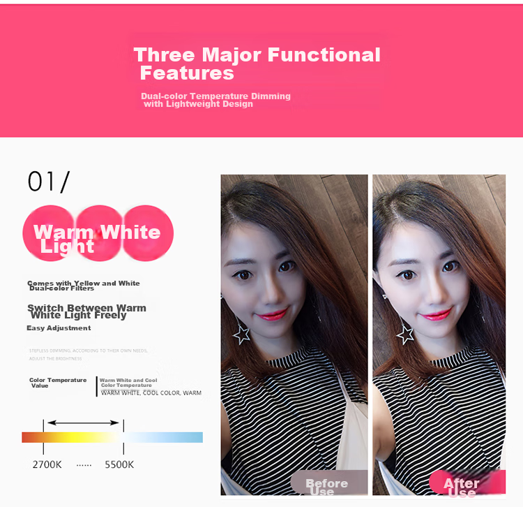 Hakutatz 55cm Live Streaming Fill Light, Beauty Enhancing, Skin Softening, Face Slimming LED Ring Light, TikTok Influencer Photography Lighting Equipment, Floor-Standing, Professional Photography Use 5