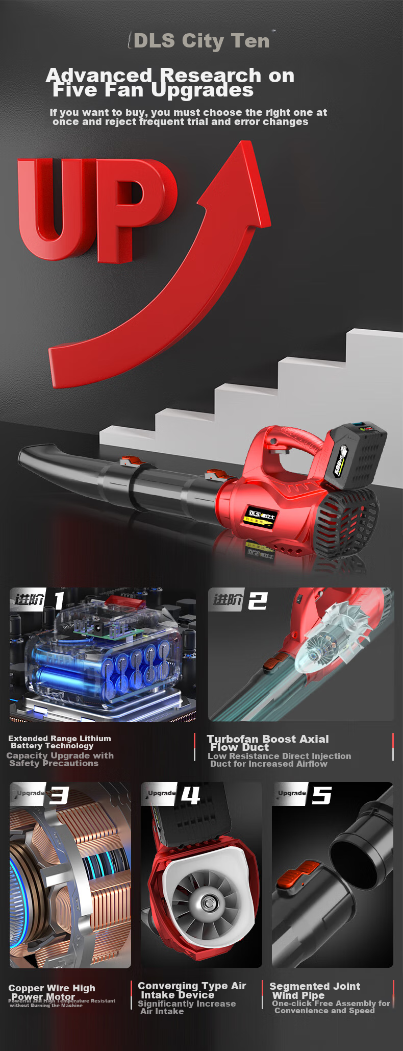Delishi Electric Air Blower Fan Blower High-Power Industrial Lithium Battery Rechargeable Storm Gun Snow Blower Leaf Blower 3