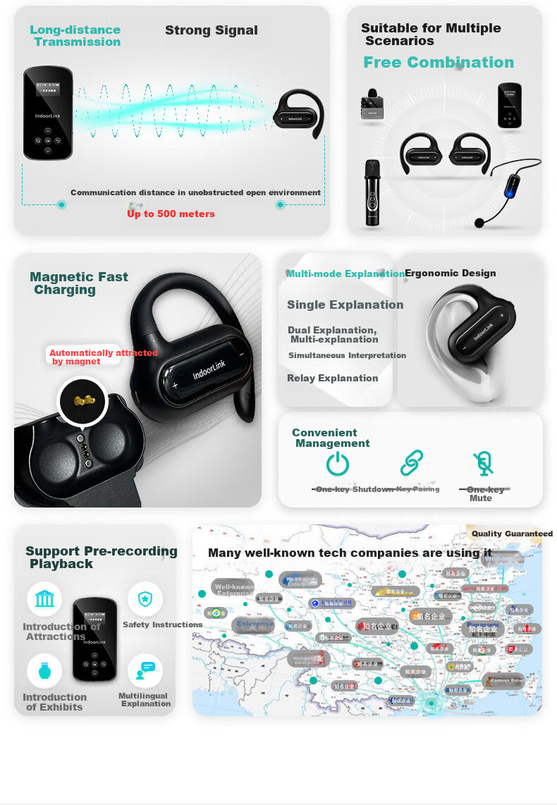 IndoorLink Wireless Tour Guide System for One-To Government And Enterprise Reception, Factory Tours, Exhibition Halls, Project Inspections, High-End Business Meetings, And Team Guiding 6