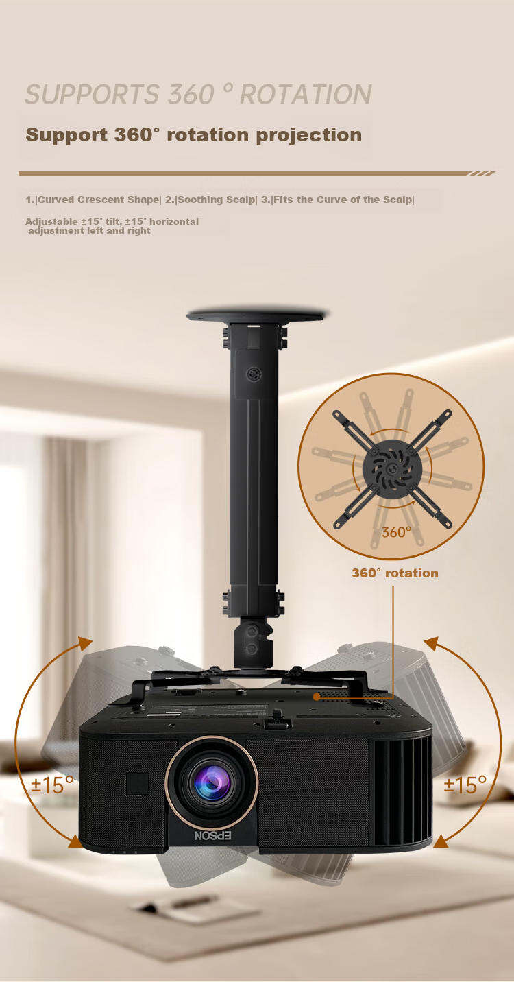 Jiangshi (JORS) Projector Mount, Thickened And Reinforced, Adjustable Angle, Weight Capacity 13KG, Suitable for Epson TW6280T, Panasonic, BenQ, Bracket, Black, 15CM 5