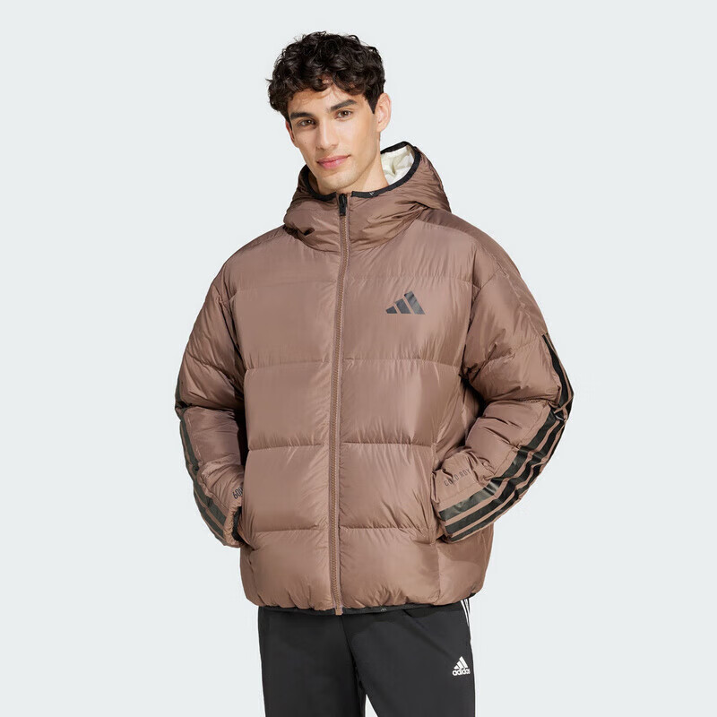 Adidas Men's Winter Regular Duck Down 600 Fill Power Brown Hooded down Jacket JM4622 A/L