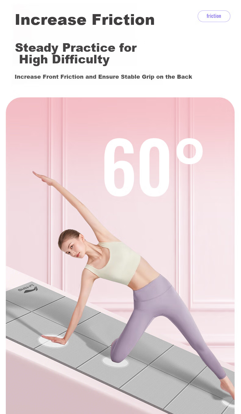 LI-NING Portable Yoga Mat Nap Fitness Mat Professional Non-Slip Training Mat Foldable Pink for Men and Women 4