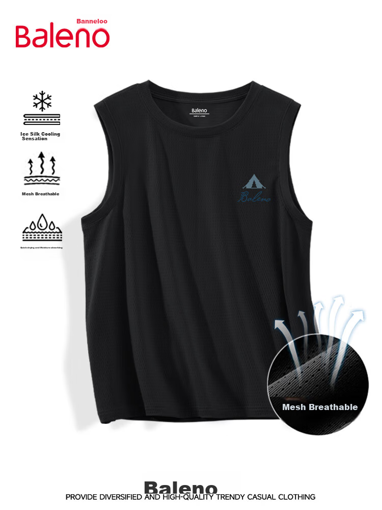 Baleno Men's Summer Vest, New Mesh Breathable Ice Silk Cool Basketball Sports Round Neck Sleeveless Casual Outdoor Quick-Dry Undershirt 23