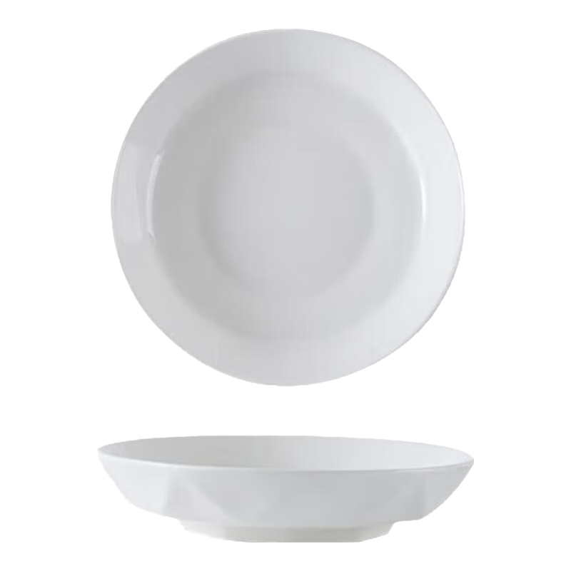 Jieyajie Ceramic Plates, Household White Plates, 8-Inch Chinese Underglaze Deep Plates, Ceramic Soup Plates, Set of 4, Vertical Striped White Porcelai
