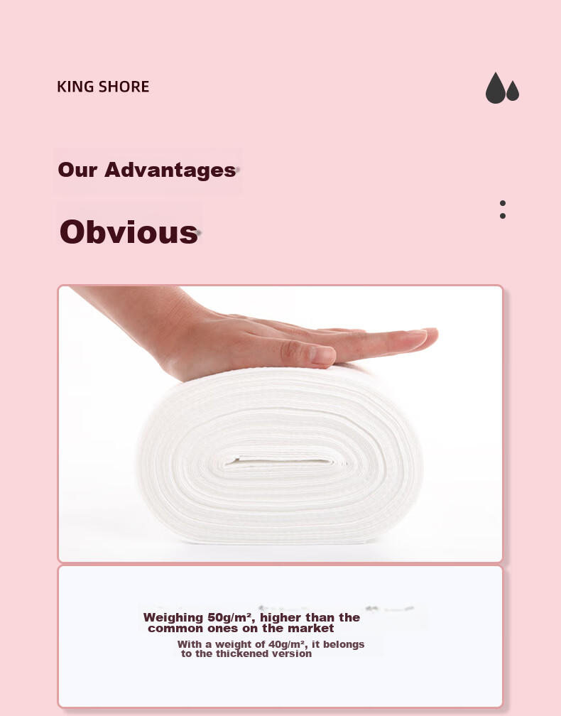 KING SHORE Disposable Face Towels, Thickened Pearl Pattern, Wet And Dry Dual-Use Makeup Face Cloths, 60 Sheets/Roll, 20*20cm 4