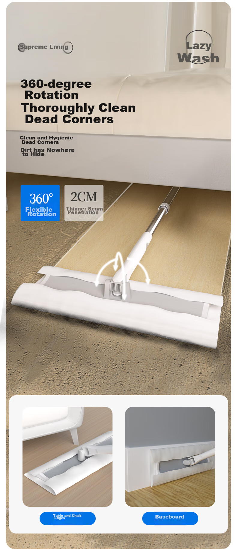 CONDOR Japanese Electrostatic Dust Mop with Handle Length 127cm, 20 Dust Sheets Included, No Hand Washing Required, Household Lazy Person's All-In Mop 10